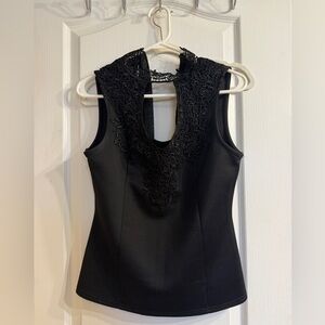 Suzy Shier Black Lace-Trim Sleeveless Camisole